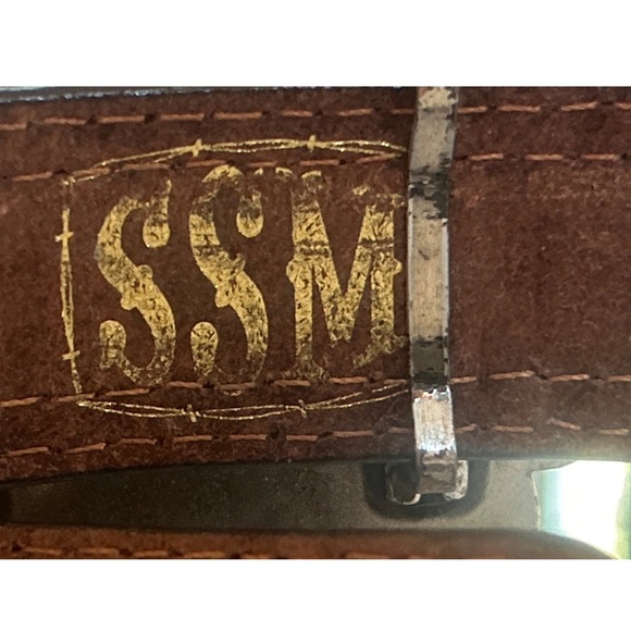 SSM leather Concho belt  Pink conchos silver studs cowgirl boho RTL $225 L 36” main image 9